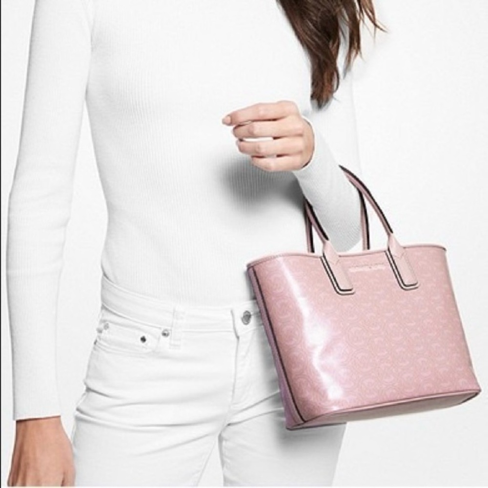 Michael Kors Jodie Small Logo Jacquard Powder Blush Signature Tote Bag​ - Picture 5 of 5